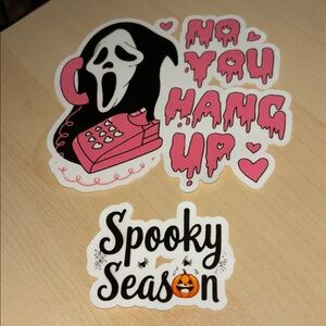 Pink and White Spooky Stickers